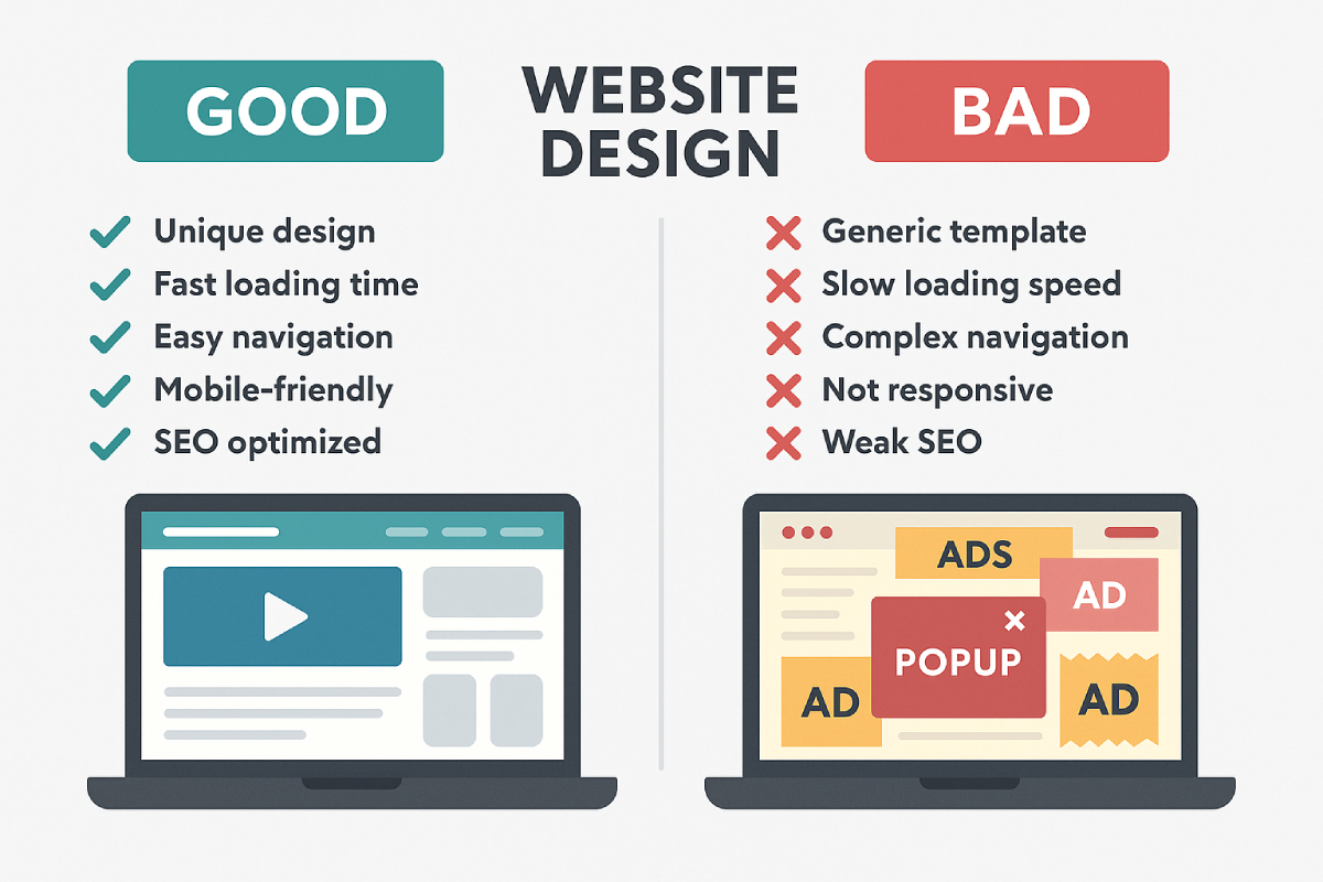 good bad website design